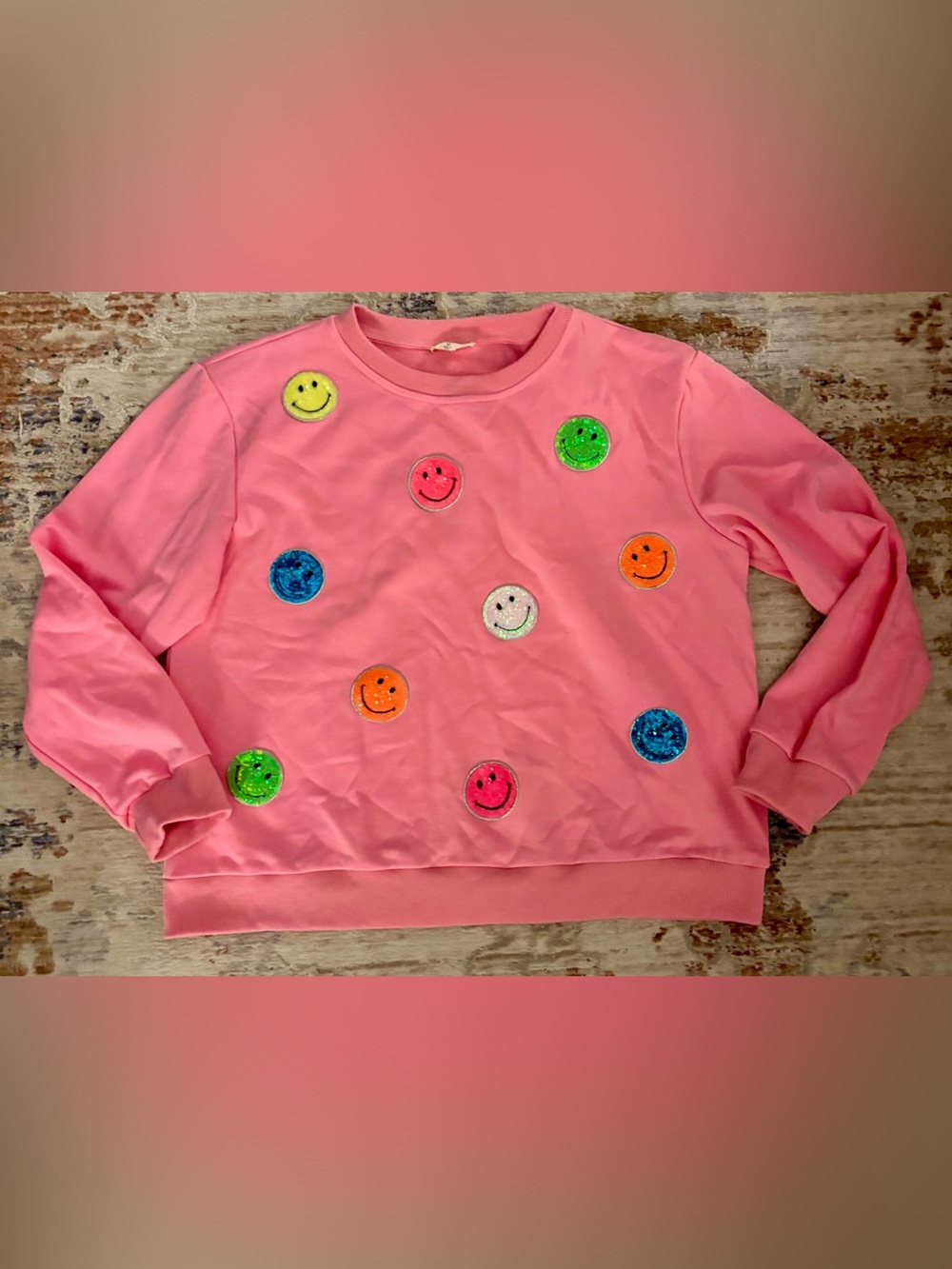 New! Sequin Smiley Sweatshirt